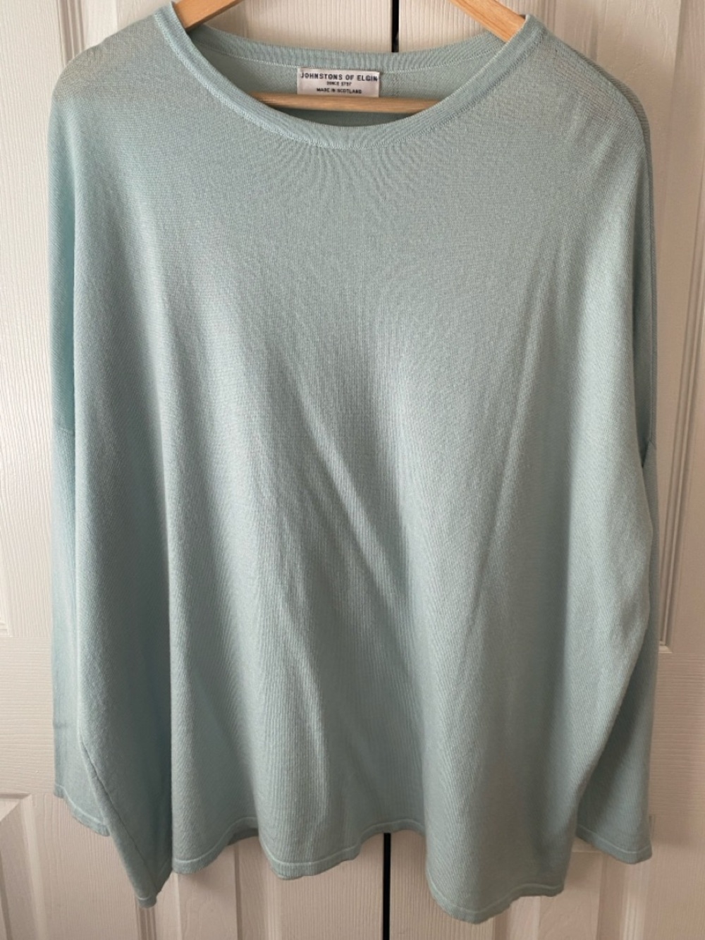 JOHNSTONS OF ELGIN Lunan Green Wool‎ Cashmere Silk Slouchy Oversized Sweater S/M